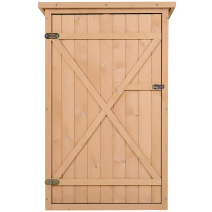 Large Outdoor Tool Shed with Shelving - Heavy-Duty Metal Frame & Natural Wood Construction, 75x56x115cm Weatherproof Storage Cabinet with Removable Shelves, Lockable Door & Ventilation System for Garden, Workshop, Patio - Cof