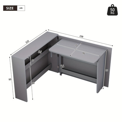 Vouwtafel – Klaptafel – Opvouwbare Tafel – Werktafel – Bureau – Met Wielen en Remmen – 2-in-1 Opberg- en Werkplek – Met Plank en Kantelbeveiliging – Stevig Metalen Frame – Compact Opvouwbaar 115x27x93 cm
