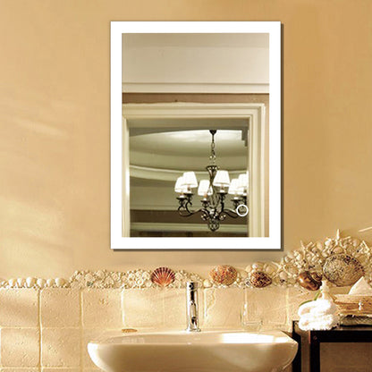 Badkamerspiegel – Wandspiegel – Makeup Spiegel – Slaapkamerspiegel – Aluminium Spiegel – Wit – 90x70 cm – Stevig Aluminium Frame – Eenvoudige Wandmontage