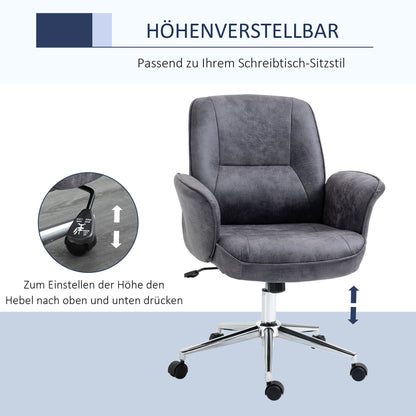 Bureaustoel – Bureau Stoel – Werkstoel – Kantoorstoel – Thuiswerkstoel – Ergonomisch Ontwerp – Verstelbare Hoogte – Kantelfunctie – Donkergrijs – Microvezel – Draagvermogen 120 kg
