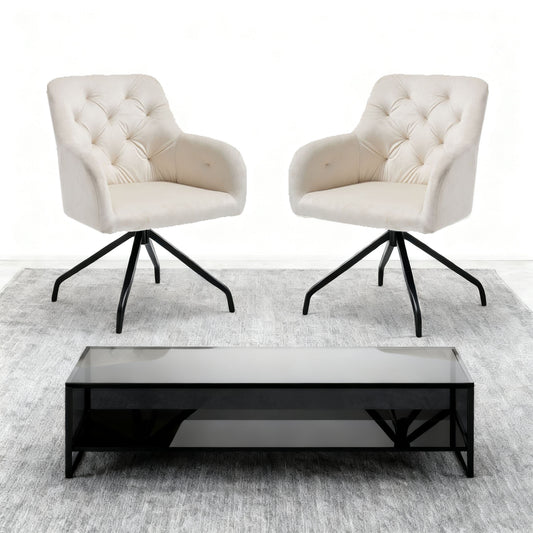 Eetkamerstoel – Eetkamerstoelen – Keukenstoel – Velvet Stoel – Draaibare Stoel Met Armleuningen – Set Van 2 – Stijlvolle Zachte Bekleding – Robuust Metaal X-Frame