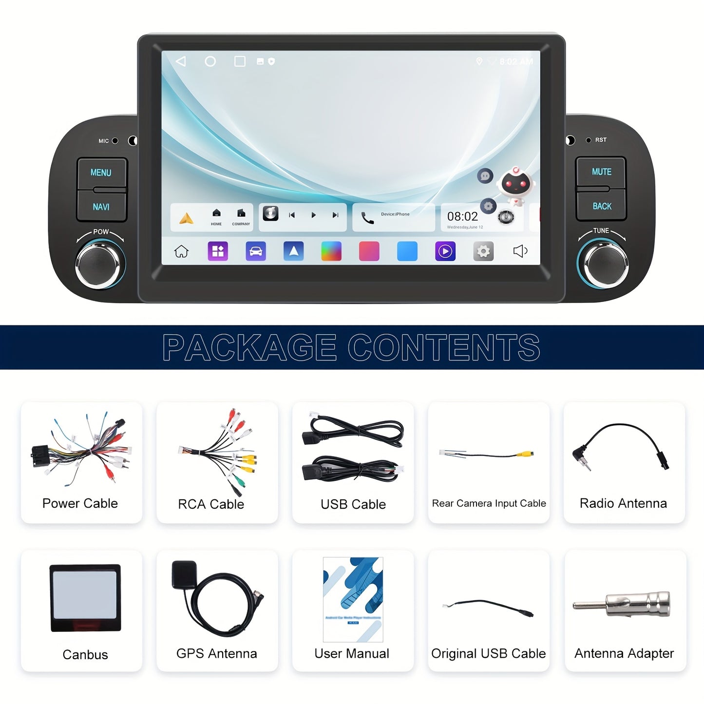Android 15 Autoradio – Android Auto – Mirror Link – DAB+ Radio – Multimedia Systeem – 6,2 Inch HD Touchscreen – Inclusief AHD Achteruitrijcamera & Draadloos CarPlay