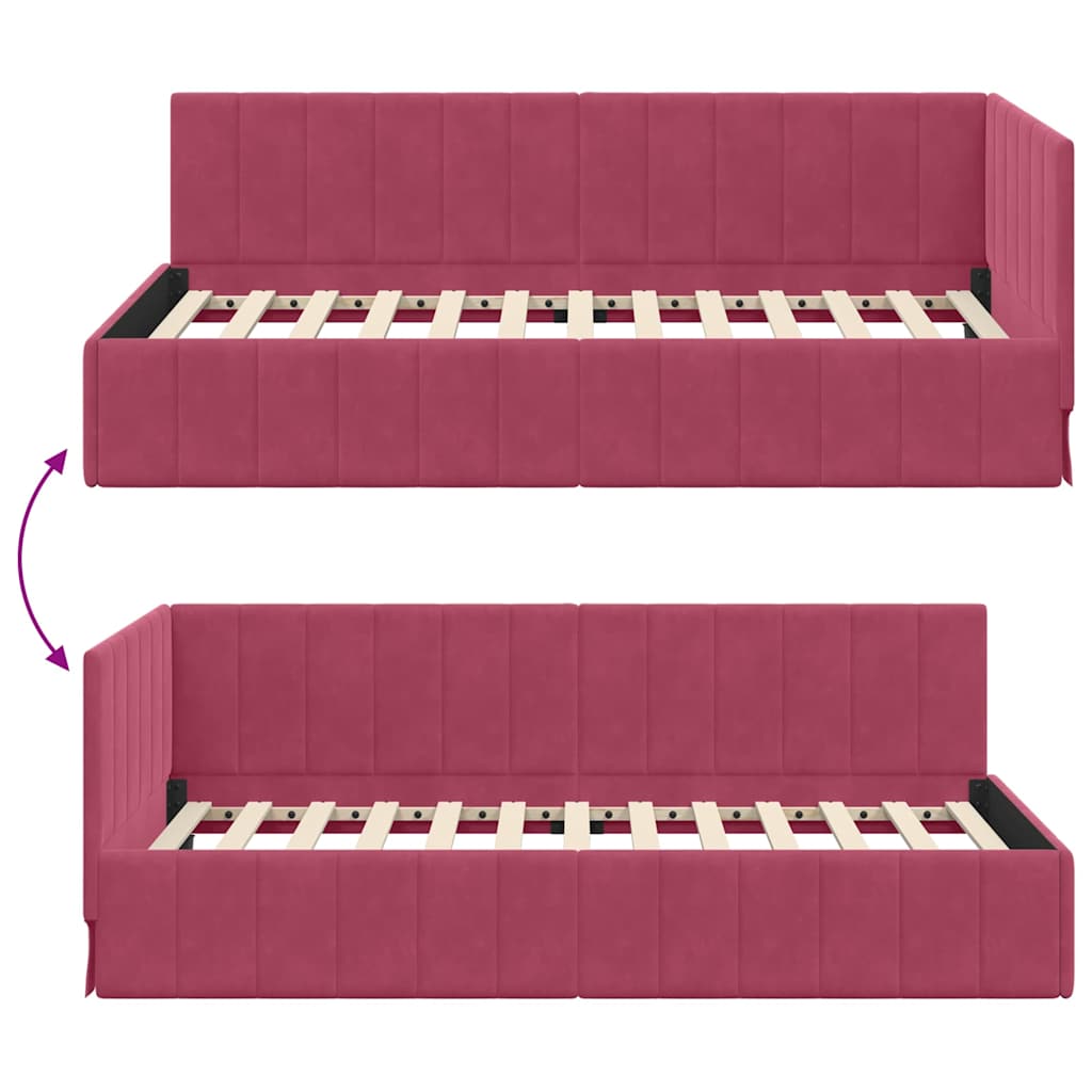 Bedframe – Bedbodem – Ledikant – Slaapmeubel – Bed – Lichtgrijs – 90x190 cm – Hoogwaardig Engineered Wood – Fluwelen Hoofdeind