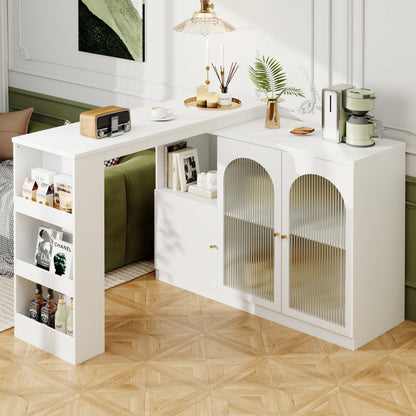 Keukeneiland – Keukenbar – Keukenkast – Buffetkast – Serveerwagen – 360° Draaibaar – Modern MDF Wit 120x40x97 cm