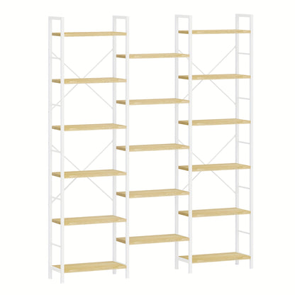 Boekenkast – Staande Plank – Wandrek – Boekenplank – Opbergkast – 17 Planken – Verstelbare Hoogte – 24x152x186 cm – Draagvermogen 340 kg - Witte Eikenkleur