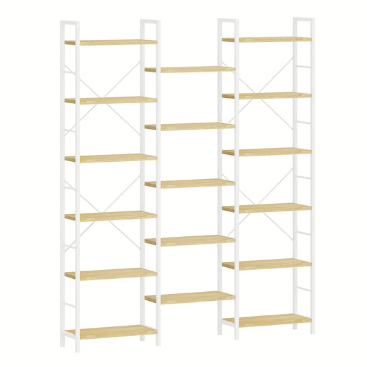 Boekenkast – Staande Plank – Wandrek – Boekenplank – Opbergkast – 17 Planken – Verstelbare Hoogte – 24x152x186 cm – Draagvermogen 340 kg - Witte Eikenkleur