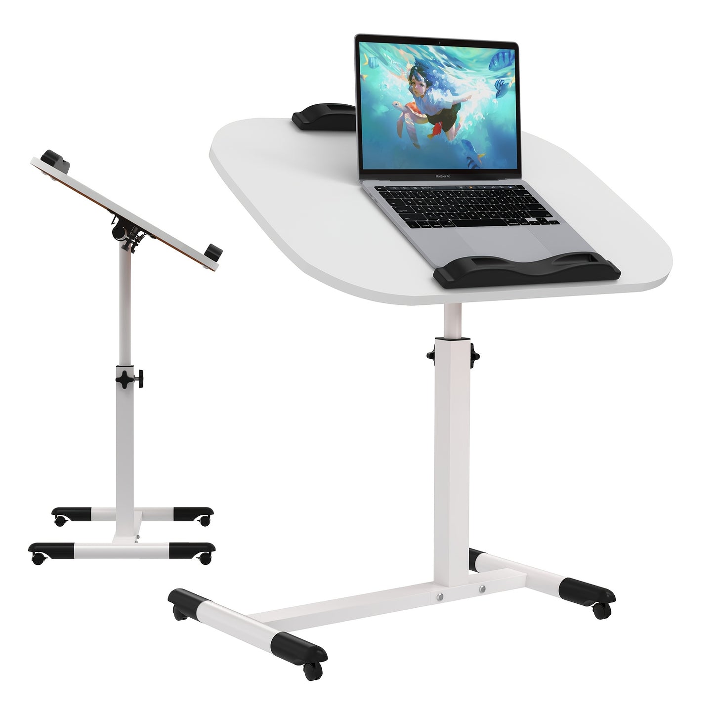 Bureaustoel – Kantoorstoel – Gamingstoel – Draaistoel – Werkstoel – Verstelbaar Hoogte 61-95 cm – Kantelbaar Houten Werkblad 60x40 cm