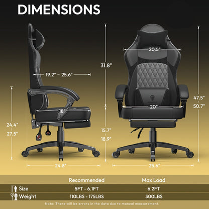 Gamingstoel – Bureaustoel – Gamestoel – Racingstoel – Ergonomische Stoel – Zwart-Rood – 360 Graden Draaibaar – Roestvrij Stalen Frame