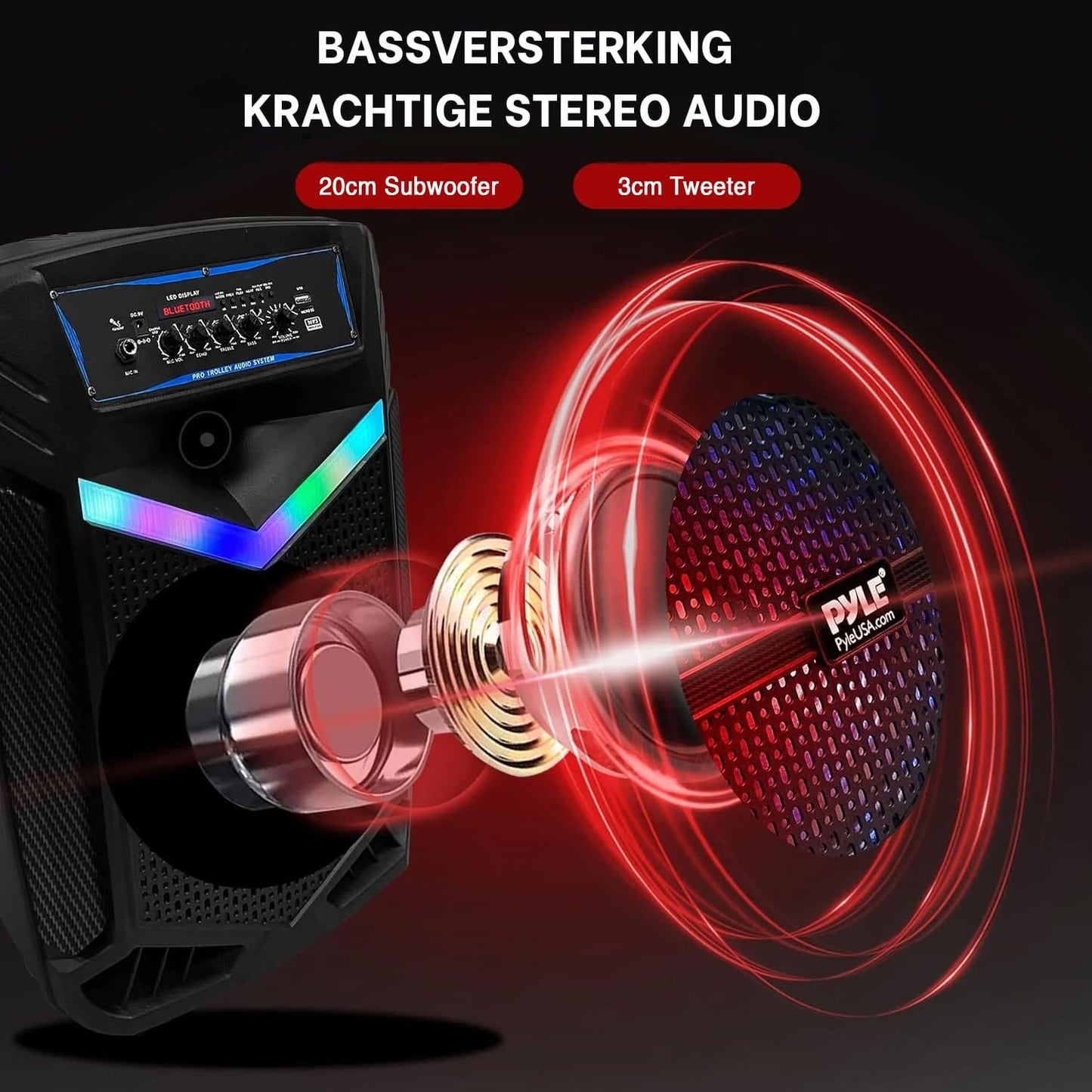 Bluetooth Party Speaker – Draadloze Speaker – Feest Speaker – Karaoke Speaker – Draagbare Speaker – 12 Inch Subwoofer – Inclusief Microfoon