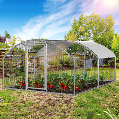 Chicken Coop Free-Range Enclosure, 3X2X2M/3X4X2M/3X6X2M/3X8X2M Galvanized Steel, Chicken House Dome Roof with Lock And Pe-Colored Tarpaulin, Easy to Clean, for Chicken Cage Bird Cage.