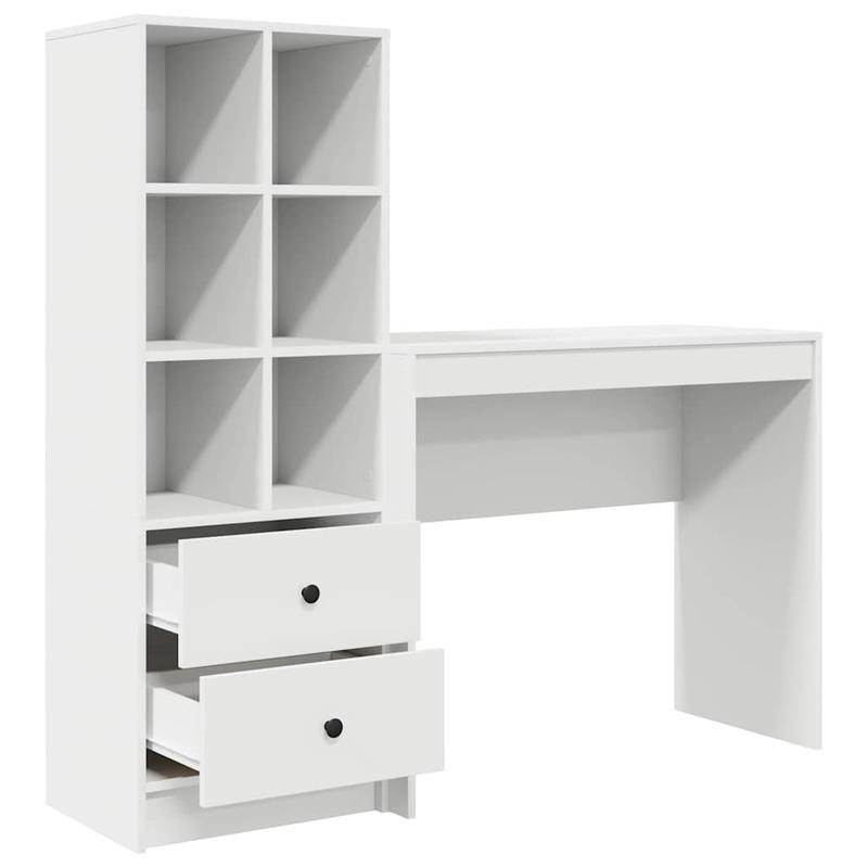 Desk with Storage Space with Shelf 2pcs White 90 X 40 X 76Cm Sleek Exterior, Ample Storage Space, Sturdy And Smooth, Featuring a Minimalist And Functional Design.