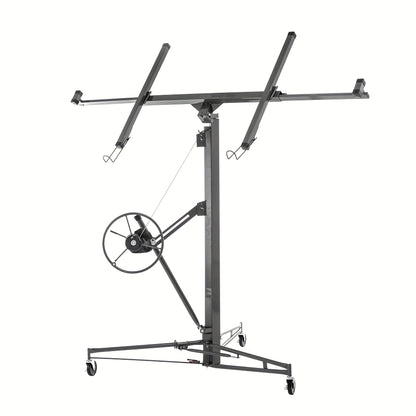 Foldable Heavy-Duty Plasterboard Lift Suitable for Plasterboards - Adjustable Height (180-470cm), Portable 3-Wheel Lift with Parking Brake & 60° Tilt, Metal Frame for Drywall Installation, Ceiling & Wall - Ideal for DIY & Pr