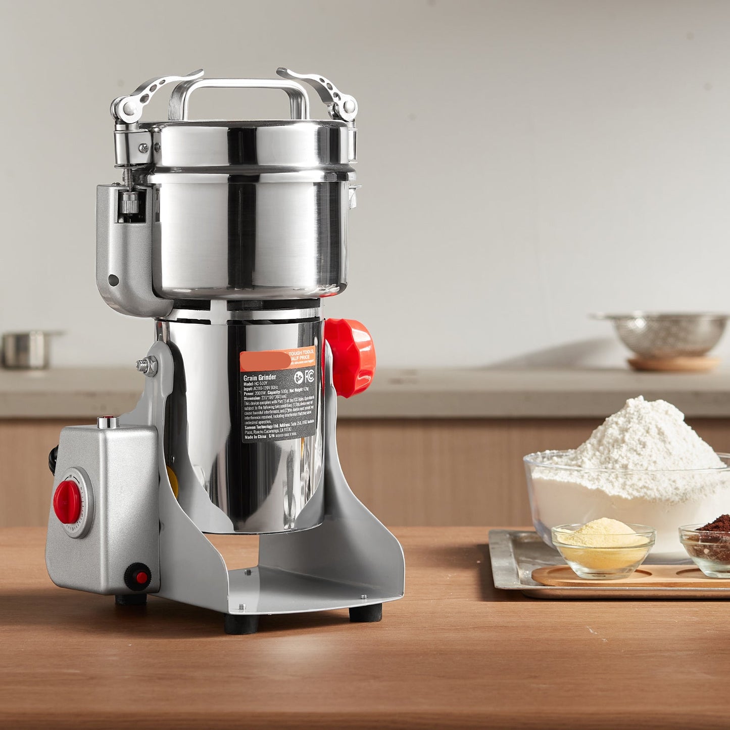 Krachtige Graanmaler – Specerijenmaler – Kruidenmolen – Elektrische Grinder – 2000W Motor – 500 Gram Capaciteit