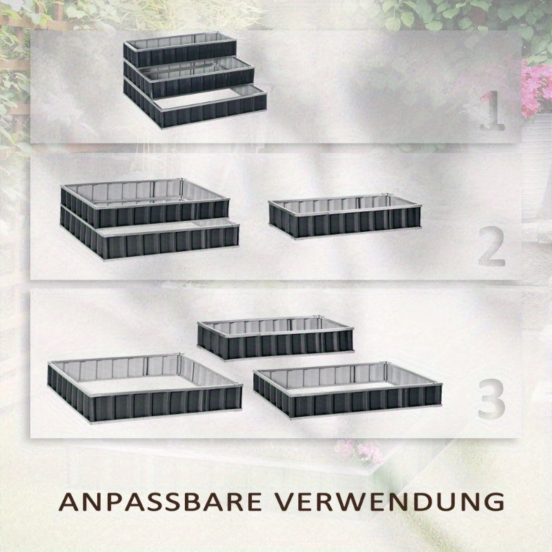 Raised Garden Bed – Tuinbak – Plantenbak – Bloembak – Moestuinbak – Staal – Weerbestendig 118x118x62 cm – 3 Laags Plantenschap