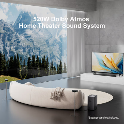 Soundbar – Dolby Atmos Soundbar – Home Cinema Systeem – Surround Soundbar – Draadloze Subwoofer – 5.1.2 Kanaals Soundbar – Diepe Krachtige Bas – 4K HDR Passthrough
