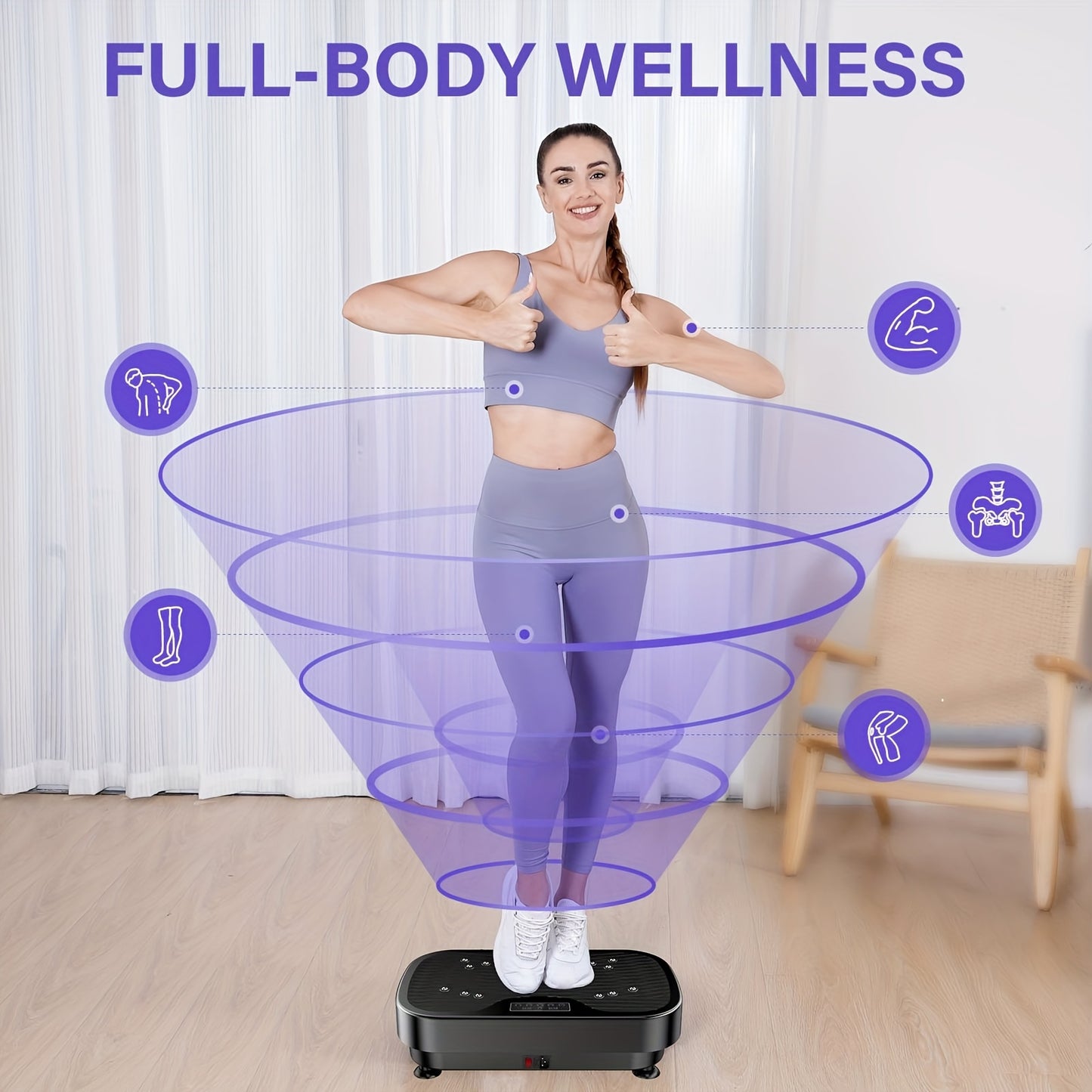 Trilmachine – Vibratieplaat – Fitnessplaat – Trillingsapparaat – Vibroplaat – 9 Automatische Programma’s – Max. Draagvermogen 150 kg – Stil Motor – Inclusief Afstandsbediening & Trainingsband