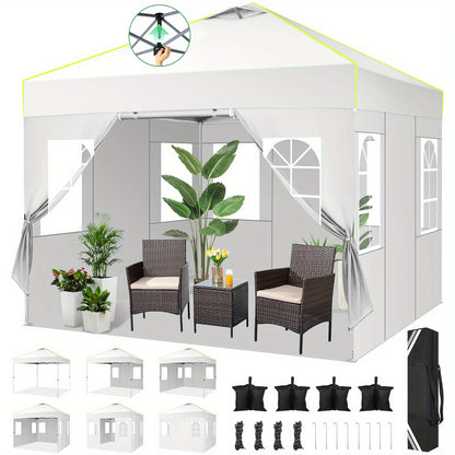Pop-up Tent – Canopy Tent – Vouwtent – Markttent – Partytent – Wit – 3,05x3,05 Meter – UPF 50+ Bescherming – Verstelbare Hoogte met Ventilatie