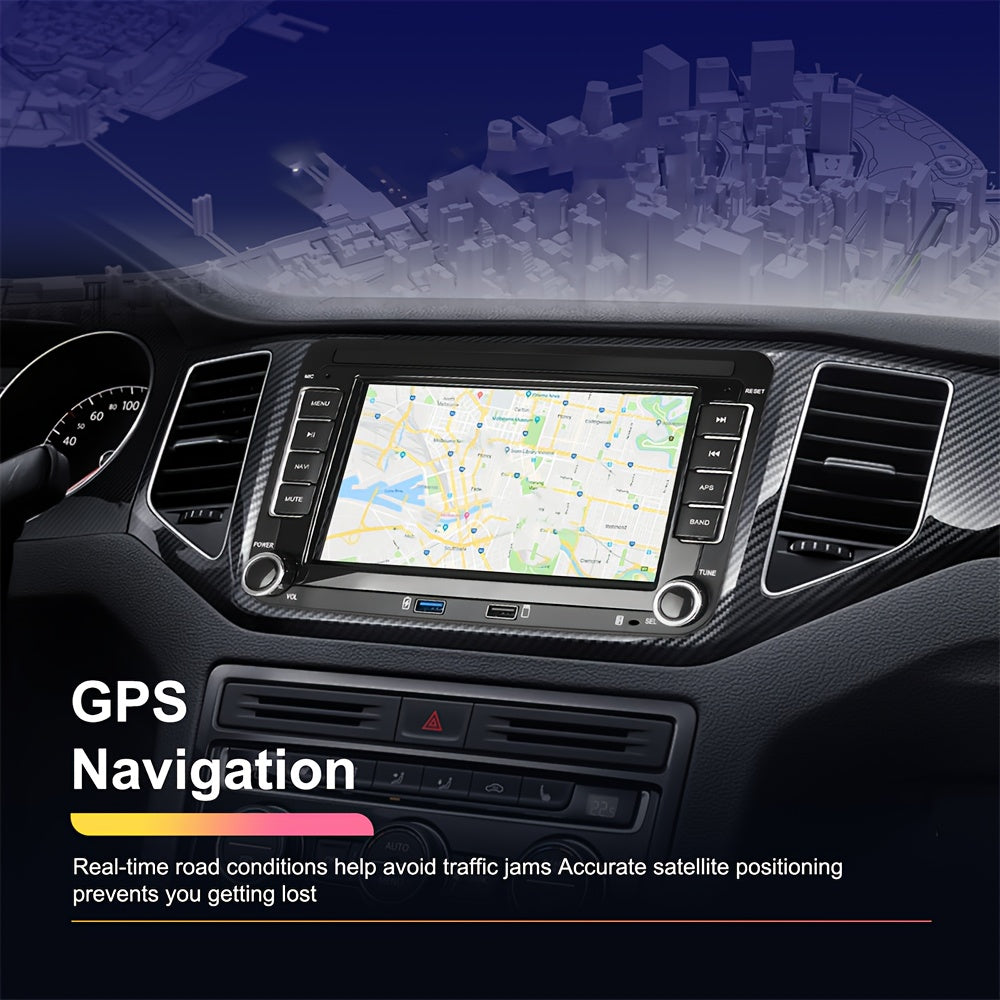 Android 15 Autoradio – Car Stereo – Multimedia Speler – Double Din Radio – Dashboard Unit – 7 Inch HD Scherm – Draadloze CarPlay & Android Auto – Inclusief Achteruitrijcamera & Microfoon