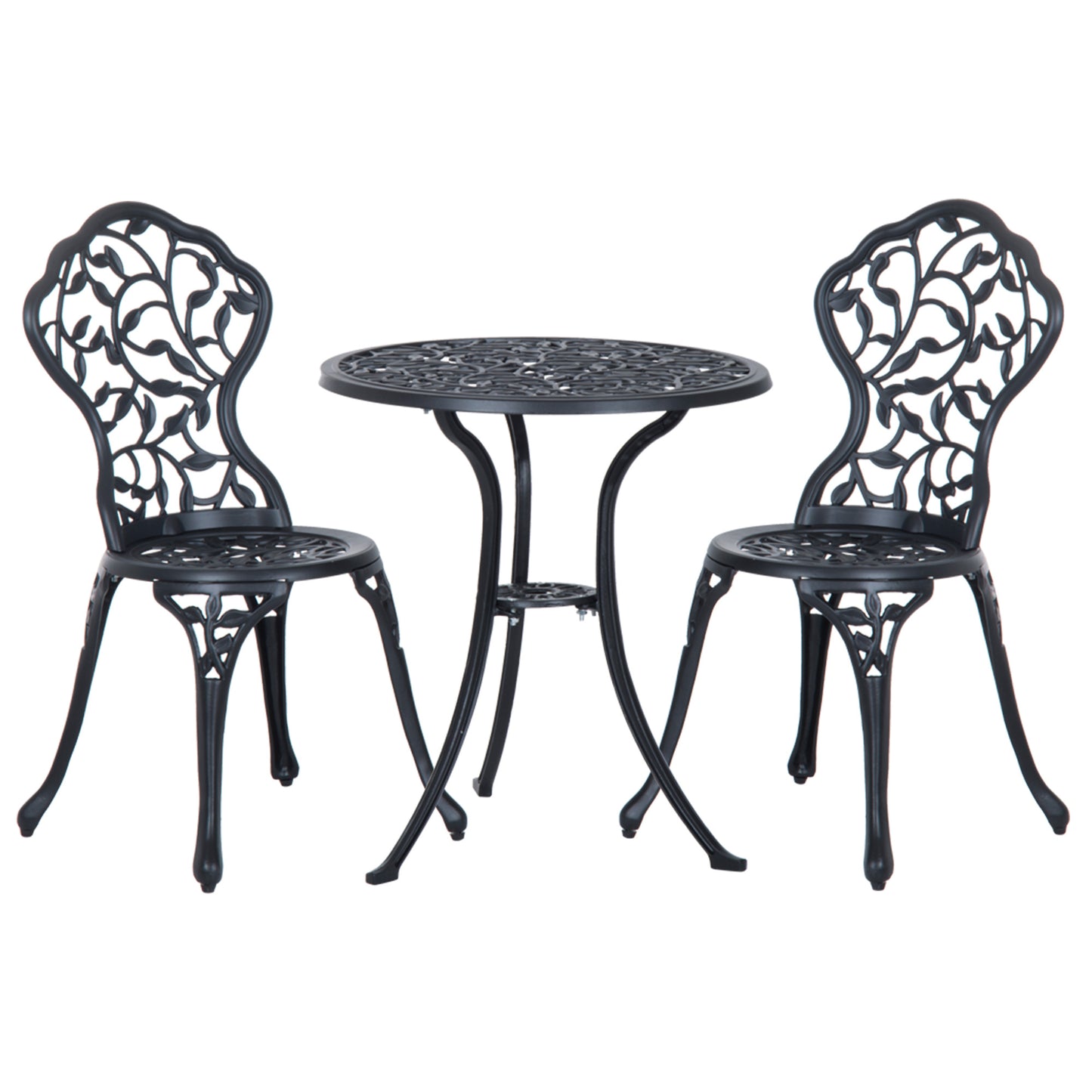 Bistroset – Balkonset – Tuinset – Buitenmeubilair – 2-Persoons Set – Duurzaam Aluminium – Ronde Glas Tafel Ø60 cm