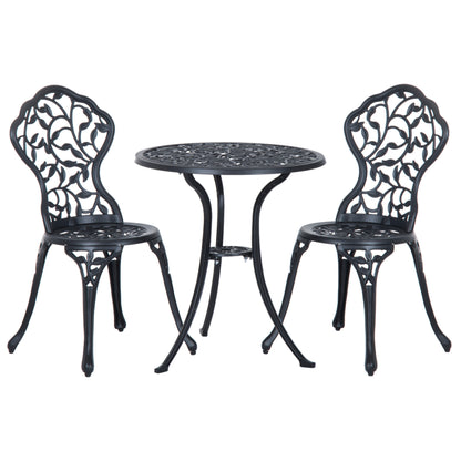 Bistroset – Balkonset – Tuinset – Buitenmeubilair – 2-Persoons Set – Duurzaam Aluminium – Ronde Glas Tafel Ø60 cm