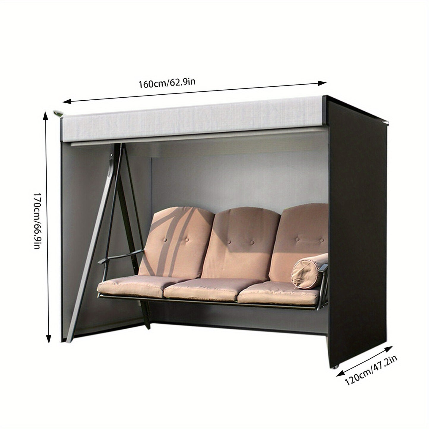 Beschermhoes Schommel – Schommelhoes Buiten – Schuttinghoes – Loungehoes – Bescherming Schommel – 210D Oxford Stof – UV- en Waterbestendig – Zwarte Beschermhoes 160x120x170 cm