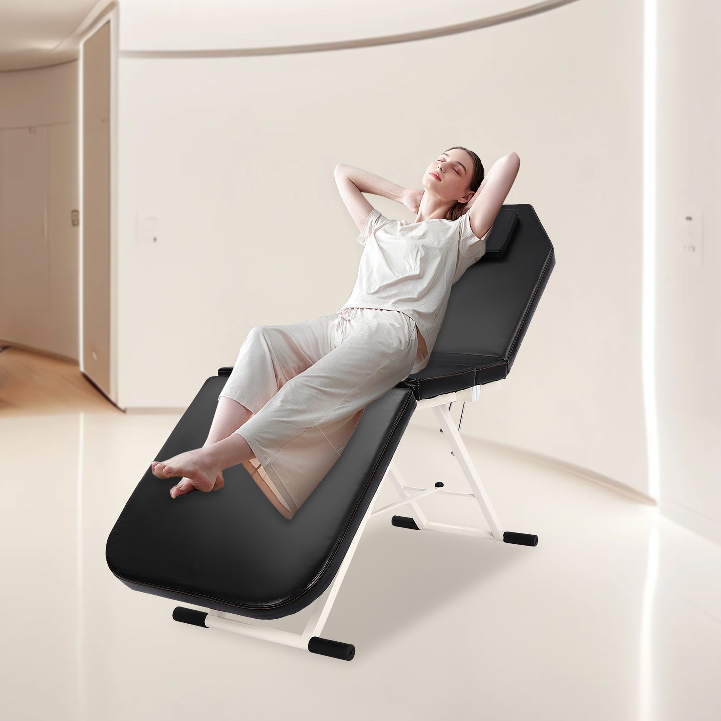 Massagetafel – Massagebank – Behandelingstafel – Spa Tafel – Schoonheidstafel – Inklapbaar & Draagbaar – Ergonomisch Gezichtsgat & 250 kg Draagvermogen – Zwart