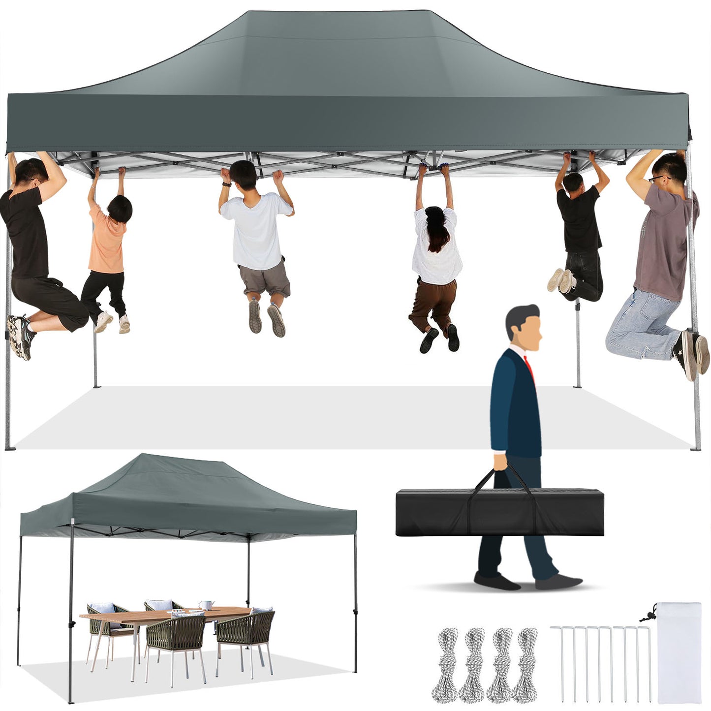 Pop-up Partytent – Partytent – Gazebo – Tent – Overkapping – 3x4,5 Meter – Lichtgewicht Aluminium Frame – Waterafstotend en UV-bestendig