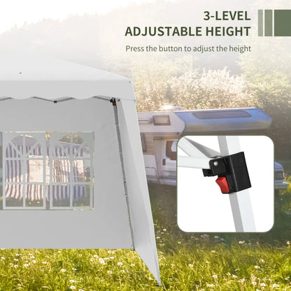 Paviljoen - Tuinpaviljoen - Partytent - Tuintent - Pop-up Kliksysteem - Stabiel Opvouwbaar - Waterdicht - Winterbestendig - met 2 Zijwanden - Oxford-stof - 2.89 x 2.89 m - Wit
