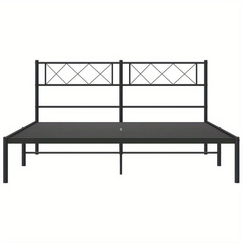 Bedframe – Bedframe Met Hoofdbord – Stalen Bedframe – Platformbed – Slaapbed – Zwart Met Hoofdbord – Stevige Metalen Constructie – Geschikt Voor 160x200 cm