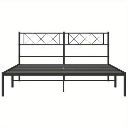 Bedframe – Bedframe Met Hoofdbord – Stalen Bedframe – Platformbed – Slaapbed – Zwart Met Hoofdbord – Stevige Metalen Constructie – Geschikt Voor 160x200 cm
