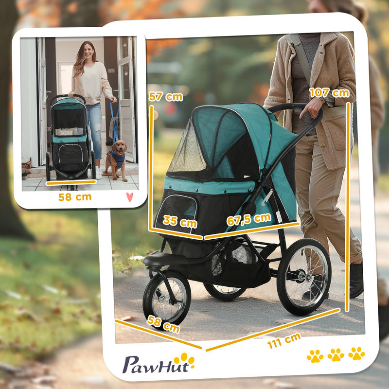 Hondenwagen – Hondenbuggy – Huisdierenwagen – Pet Stroller – Wandelwagen – 4-Wiel Vering – Opvouwbaar Met Remsysteem