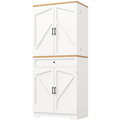 Keukentrolley – Keukenkast – Serveerwagen – Keukenwagen – Opbergkast – Extra Lang Werkblad – Verrijdbaar Met 3 Deuren En Verstelbare Planken – Modern Wit-Zwart Design