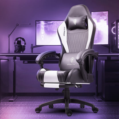 Gamingstoel – Bureaustoel – Comfortstoel – Computestoel – Bureaufauteuil – Ergonomisch Ontwerp – Verstelbare Voetensteun – Blauw