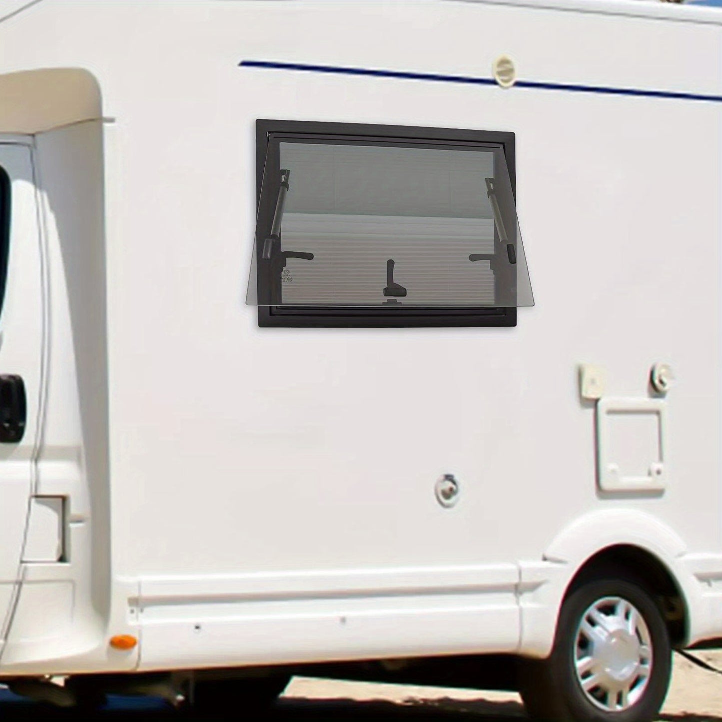 Camperraam – Caravanraam – Busraam – Trailerraam – Ombouwraam – Aluminiumlegering & Gehard Glas – Maximale Opening 65°