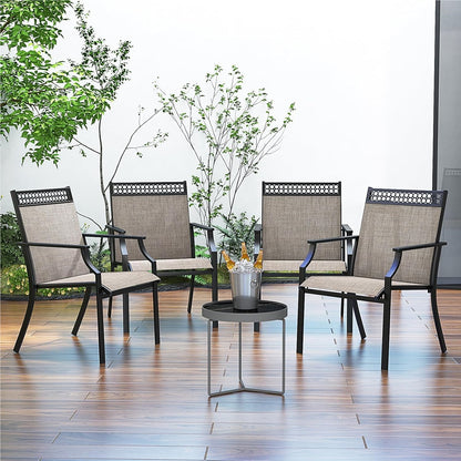Tuinstoelen – Tuinstoelen – Balkonstoelen – Tuinmeubilair – Buitenzitmeubels – 2-Delige Set Koffiekleur – Sneldrogende Stof – Stevig Metalen Frame Tot 150 kg