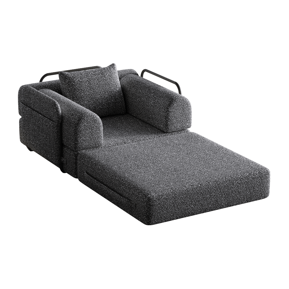 Slaapbank – Bank – Sofa – Bedbank – Slaapstoel – 2-in-1 Chenille – Met Opbergarmleuningen – Stevig Metalen Frame