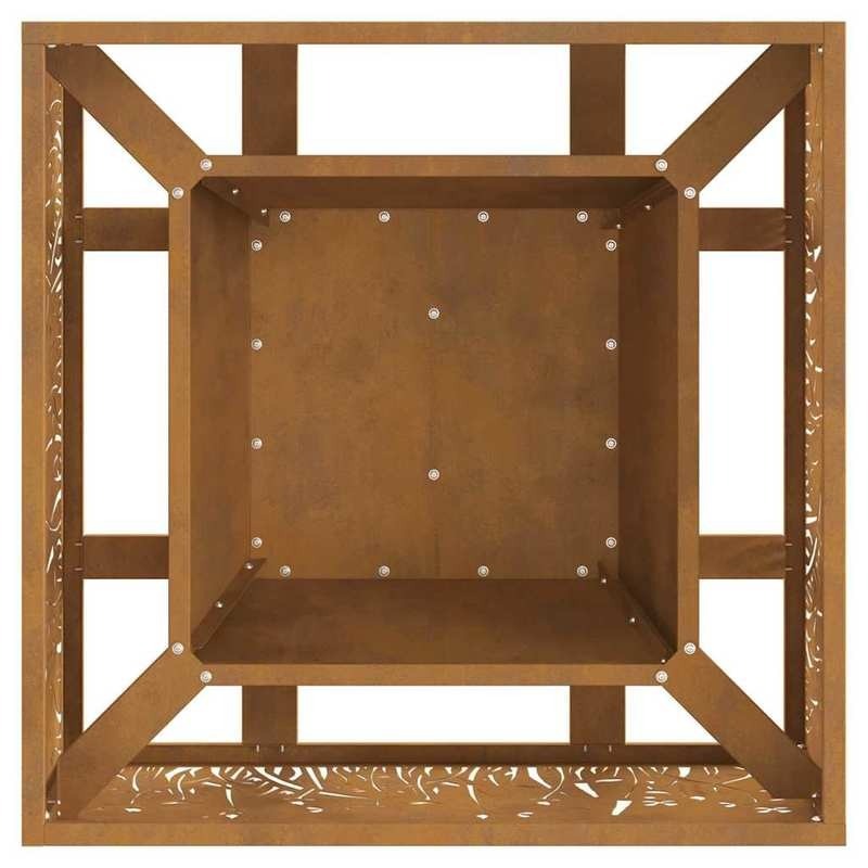 Vuurkorf – Tuinhaard – Buitenhaard – Terrashaard – Brander – Groot 60x60x30 cm – Met Realistisch Vlammen Effect – Bruin Metaal