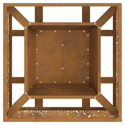 Vuurkorf – Tuinhaard – Buitenhaard – Terrashaard – Brander – Groot 60x60x30 cm – Met Realistisch Vlammen Effect – Bruin Metaal