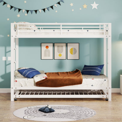 Stapelbed Met Uittrekbed – Stapelbed – Hoogslaper – Twijfelaar Bed – Kinderbed – 90x200 cm – Metalen Frame – Veiligheidsrails