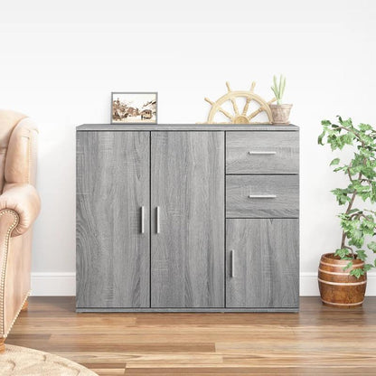 Dressoir – Opbergkast – Ladekast – Buffetkast – Wandkast – Bewerkte Houtlook – 91x29,5x75 cm – Grijs Sonoma Eiken