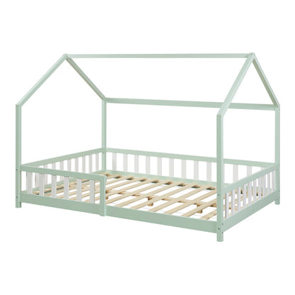 Kinderbed – Kinderbedden – Eenpersoonsbed – Hoogslaper – Stapelbed – Grijs – 90x200 cm – Massief Dennehout – Valbeveiliging