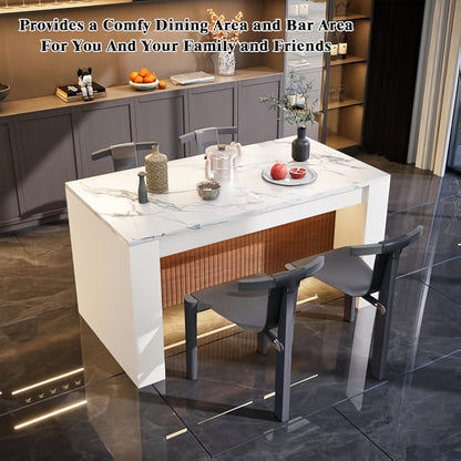 Eettafel – Keukentafel – Dinertafel – Tafel – Tafeltje – Wit Nepmarmer – 160x80x80 cm – Geschikt voor 6-8 Personen