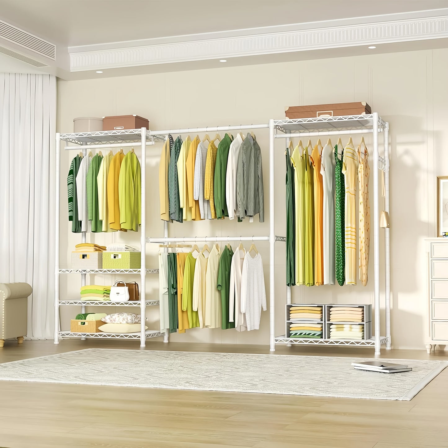 Vrijstaand Kledingrek – Draagbare Kast – Open Garderobe – Verstelbaar Rek – Stalen Kledinghouder – 230x35x180 cm – Stevig Koolstofstaal – Eenvoudige Montage