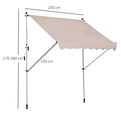 Balkonluifel – Zonnescherm – Klemluifel – Zonwering – Uittrekbare Luifel – Verstelbare Hoogte – UV-Bestendig Polyester – Aluminium Frame – Beige