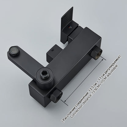 Matzwarte Doucheset – Douchepakket – Regendouche – Handdouche – Badkraan – 30,48 cm Vierkant – Messing – Dual-Function – Wandmontage – Verstelbare Plank – Geen Elektriciteit Nodig