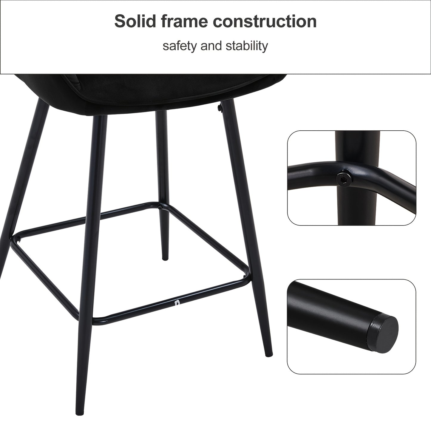 Barkrukken – Barstoelen – Barkruk Set – Barstoelen Met Armleuning – Zwarte Fluwelen Barkrukken – Memory Foam Zitting – Aluminium Frame