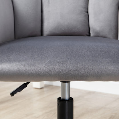 Draaifauteuil – Draaistoel – Bureaustoel – Loungefauteuil – Relaxstoel – Verstelbare Zithoogte – Fluwelen Armleuningen – Grijs – Metaal – Max 120 Kg