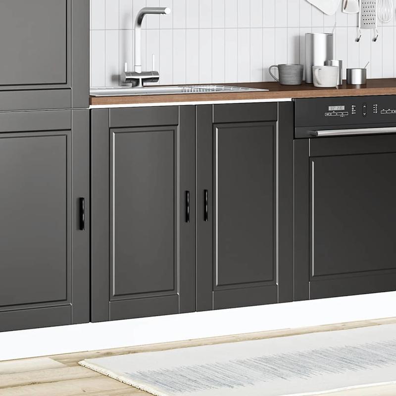 Keukenkast – Keukenopslag – Kasten – Keukenkastje – Keukenkast Met Deuren – Zwart-Wit Design – Hardhouten Constructie – Compact 80x46x81,5 cm