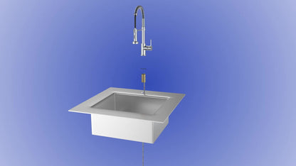 Keukenkraan – Keukenmengkraan – Spoelbak – Mengkraan – Kraan – Digitale Watervalkraan – RVS Materiaal – Grote Rechthoekige Spoelbak 60x45 cm