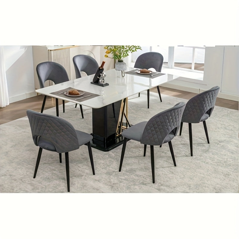 Eetkamerstoel – Stoel – Kuipstoel – Draaistoel – Designstoel – Verstelbare Poten – Metalen Frame – Grijs – Diamantpatroon Rugleuning – Eenvoudig Schoon Te Maken